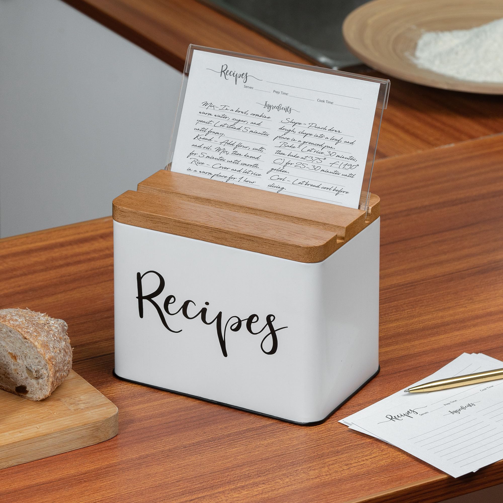 Amazon.com: Deppon Recipe Box with Cards and Dividers, White Metal